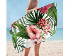 Hibiscus and Tropical Leaves Microfiber Beach Towel