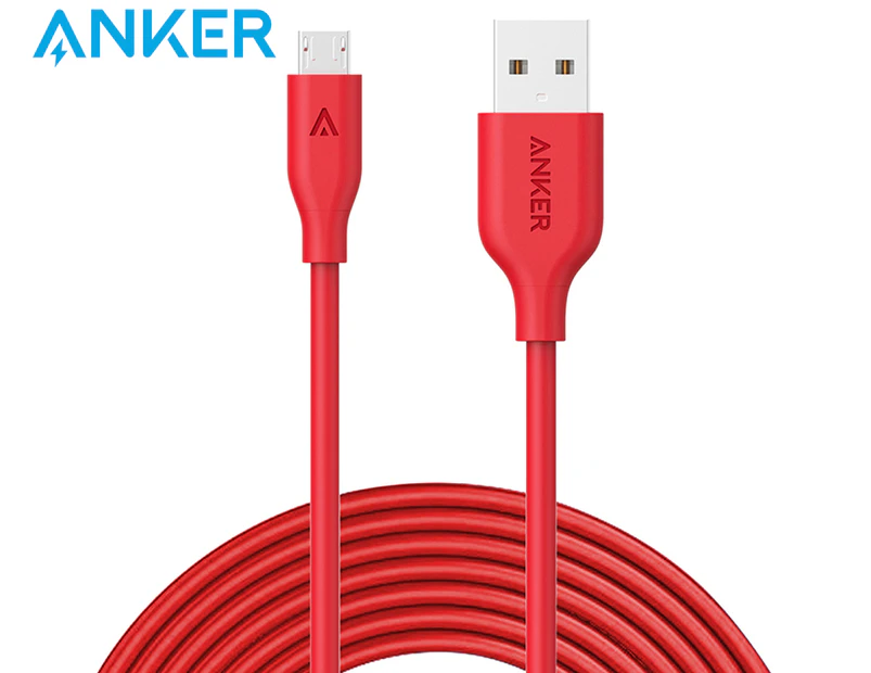 Anker 1.8m PowerLine Micro-USB to USB Charging Cable - Red