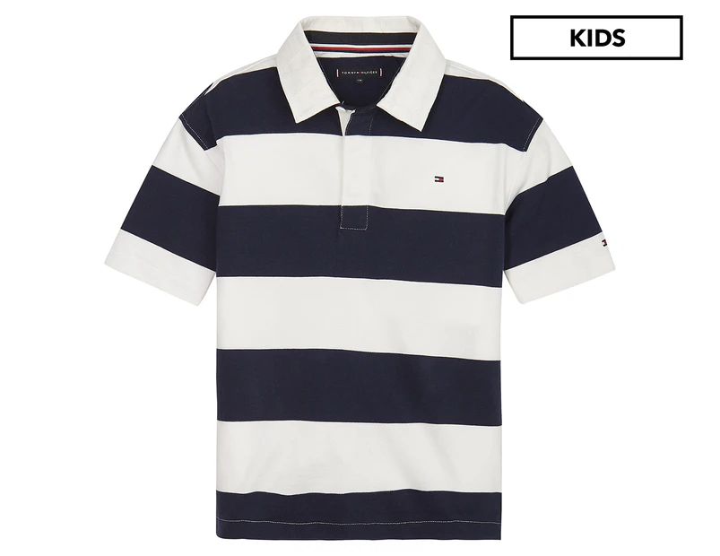 Tommy Hilfiger Kids' Stripe Rugby Shirt - Black Iris/White