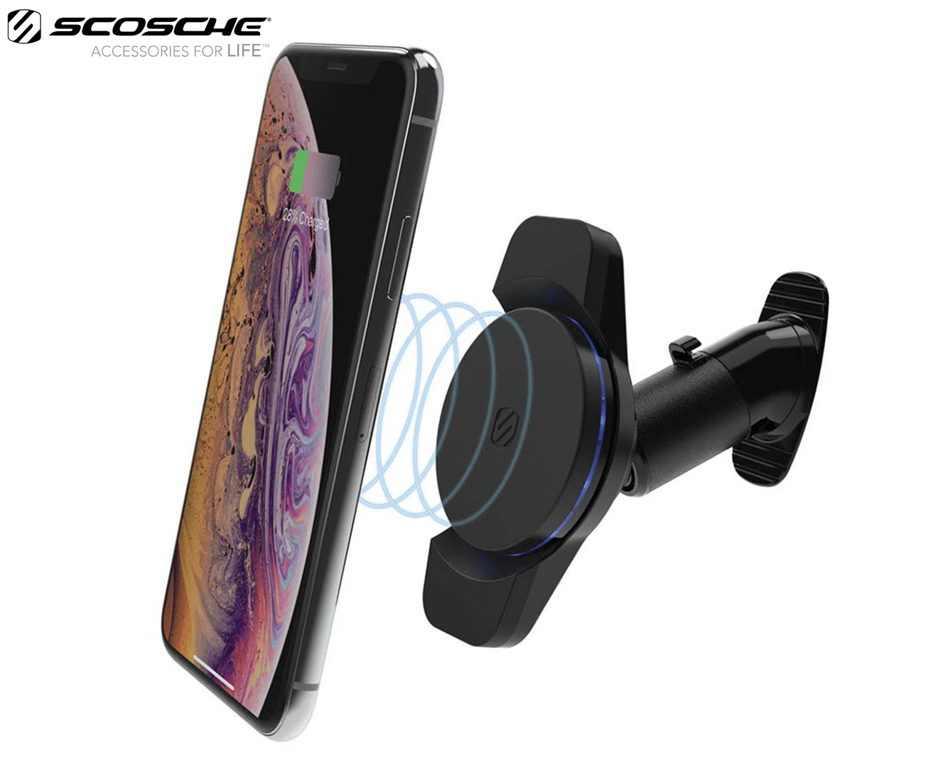 Scosche MagicMount Charge3 Wireless Dash Qi Charging Holder For Smartphones BLK