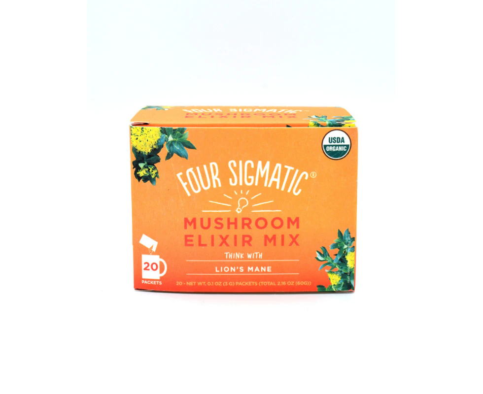 Four Sigmatic, Think, Organic Elixir Mix With Lion's Mane Mushroom & Rhodiola, Caffeine Free, 20 Packets, 0.1 oz (3 g) Each