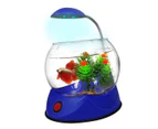 Betta Blue 1.8L Glass Fish Bowl with Light for Siamese Fighting Fish (Aquatopia)