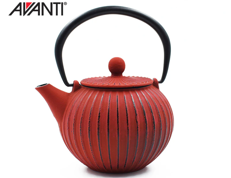 Avanti 500mL Ribbed Cast Iron Teapot - Red