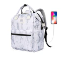 LOKASS Laptop Backpack 15.6 Inch Wide Open Computer Backpack-White