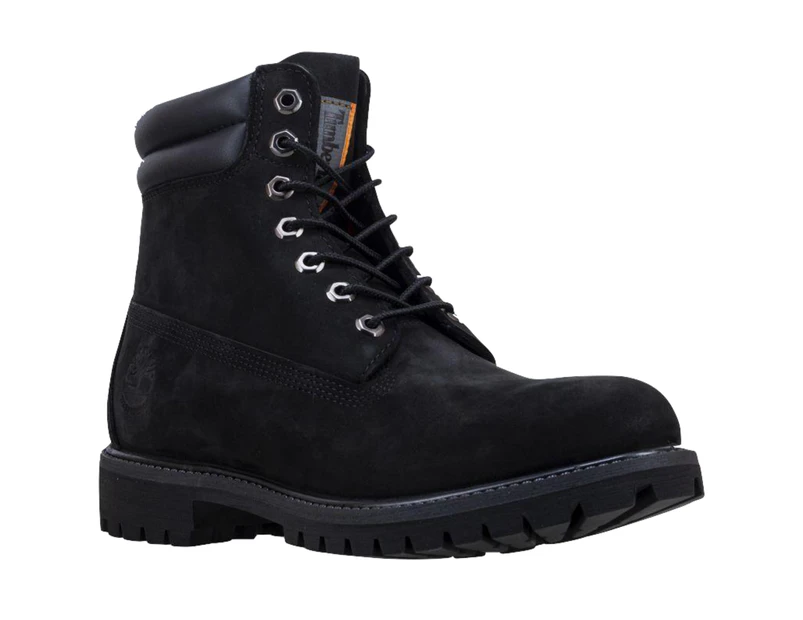 Timberland Men's 6" Double Collar Boots Leather Shoes Lightweight - Black Nubuck