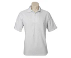 Men's Polo Shirt Plain Casual Top Short Sleeve Pique Knit - Snow Marle (Grey)
