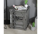 Urban Style Metallic Retro Container Alike Bedside Table Storage Cabinet Home Office Furniture - RIGHT - Grey