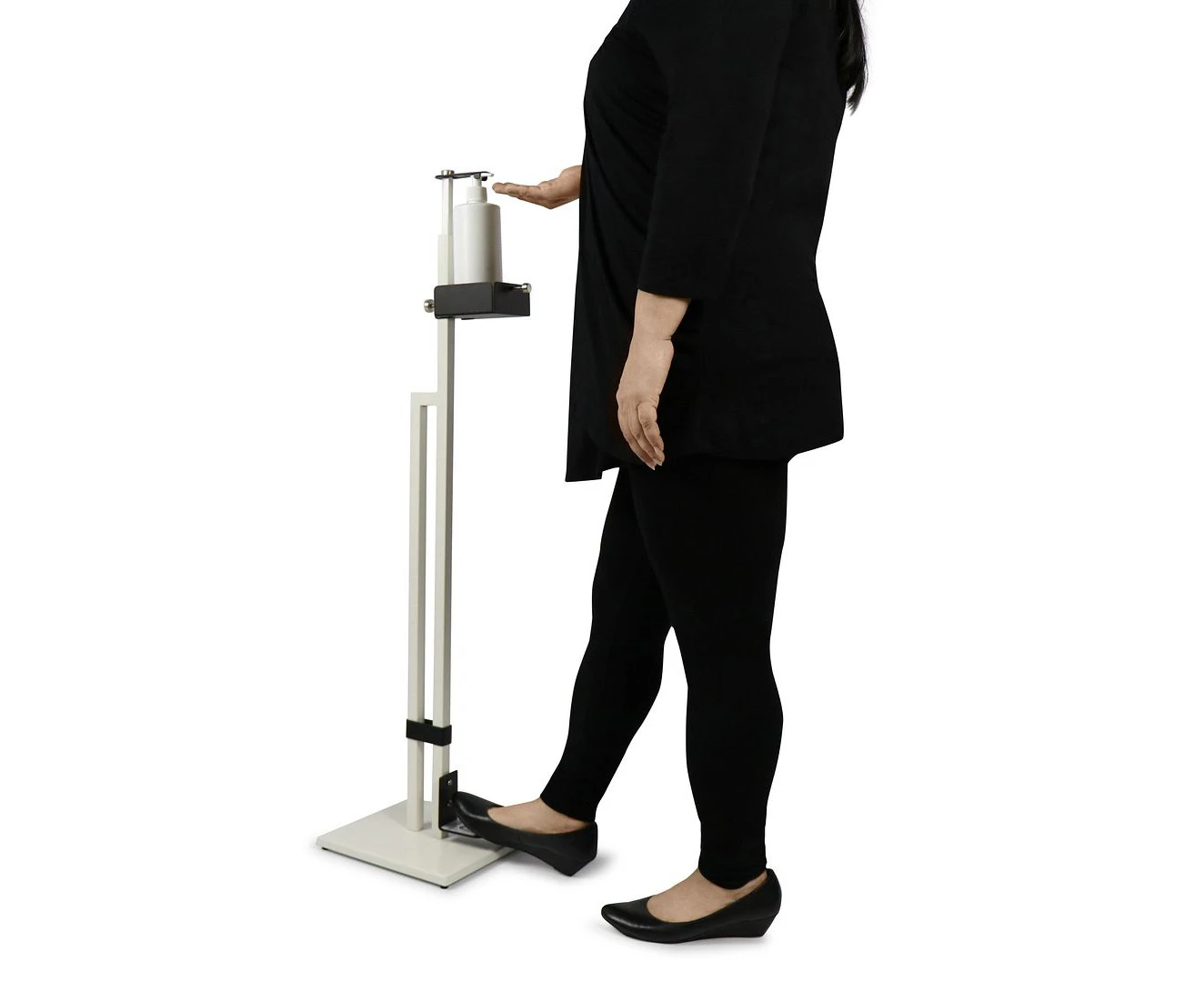 Lirash Touchless Free-Standing Sanitiser Dispenser Station Floor Stand with Foot Pedal - White Black