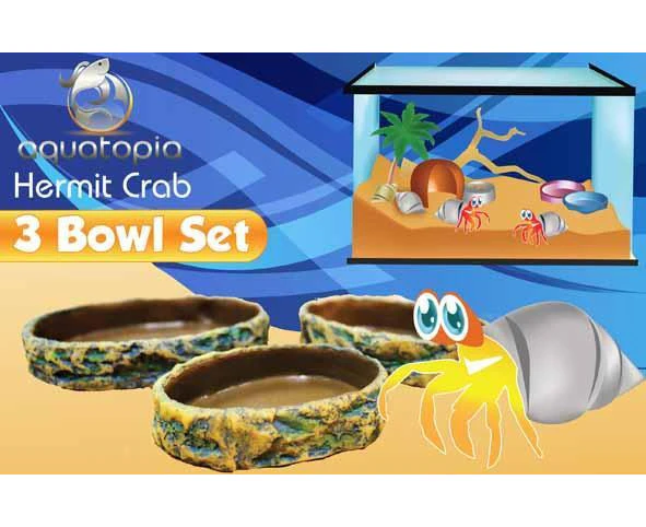 Three Bowl Set for Hermit Crabs & Reptiles (Aquatopia)