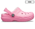 Crocs Girls' Classic Fleece Lined Clogs - Pink Lemonade
