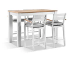 Balmoral 1.5M Bar Table With 4 Capri Bar Stools - Outdoor Aluminium Dining Settings - White Aluminium