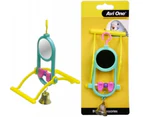 Avi One Bird Toy Round Mirror with geometric Beads