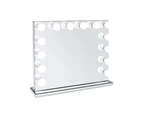 VALENTINA Frameless Hollywood Makeup Mirror with Sensor Touch Dimmer + 7 Drawers Mirrored Makeup Dressing Table with Crystal Top - Silver