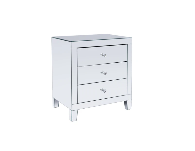 3 Drawers Mirrored Bedside Table (with legs)