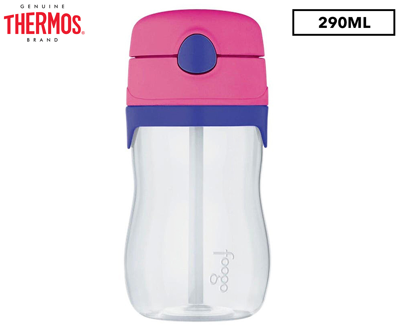 Thermos 325mL Foogo Plastic Drink Bottle w Straw Pink Catch