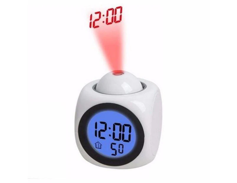 LED Projection Alarm Clock - White