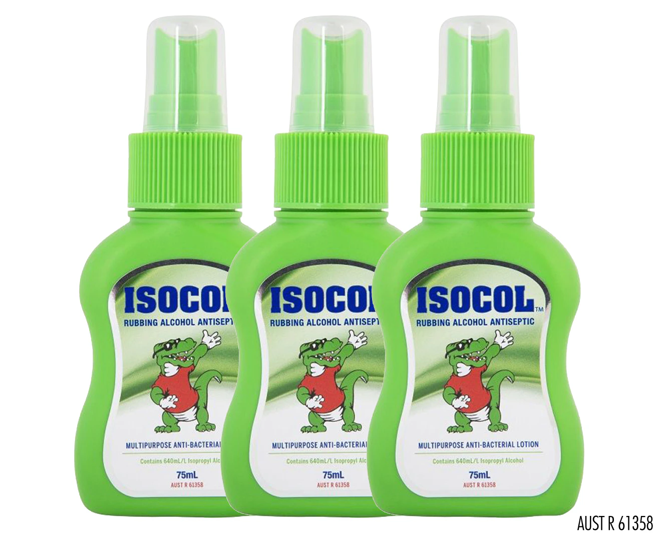 3 x Isocol Rubbing Alcohol Antiseptic Spray 75mL