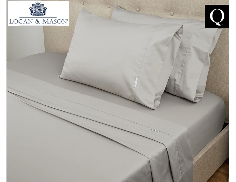 Logan & Mason Platinum 400TC Queen Bed Sheet Set - Pewter