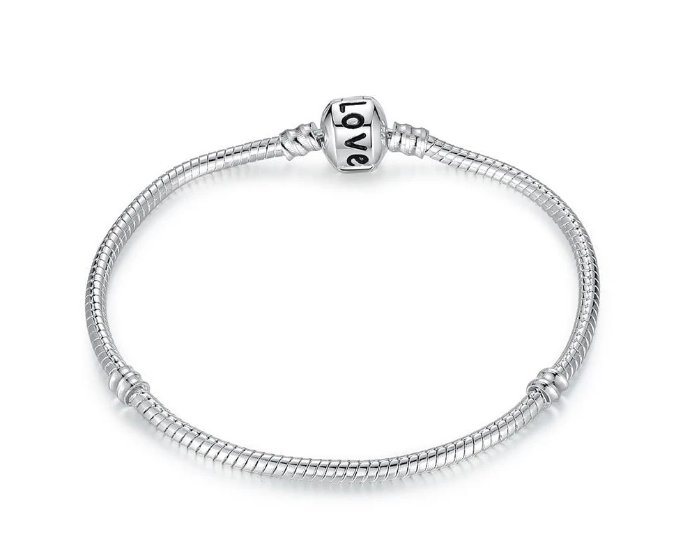 Silver Snake Chain Love Bracelet