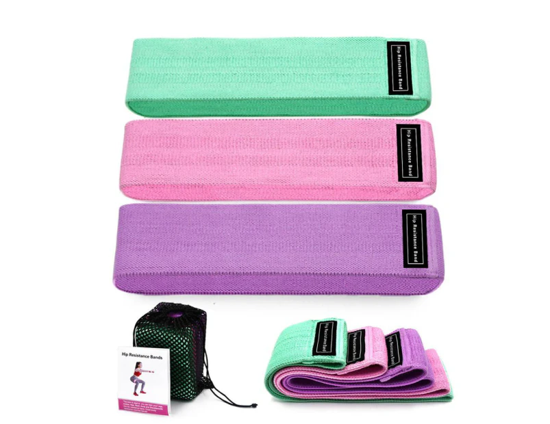 3/set Fabric Resistance Bands Light Tension Booty Bands Women's Home Fitness Training F01