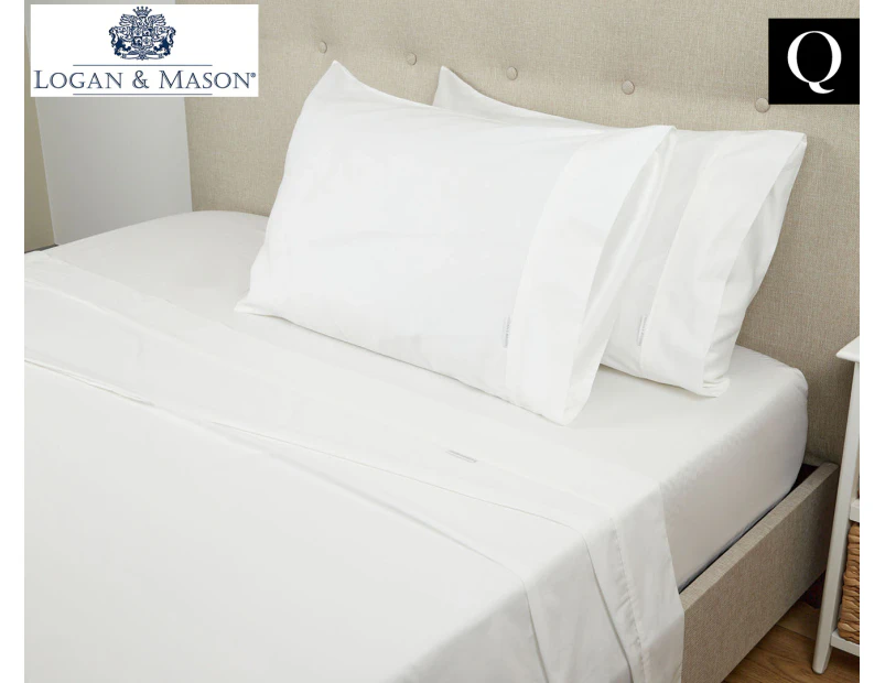 Logan & Mason Platinum 400TC Queen Bed Sheet Set - White