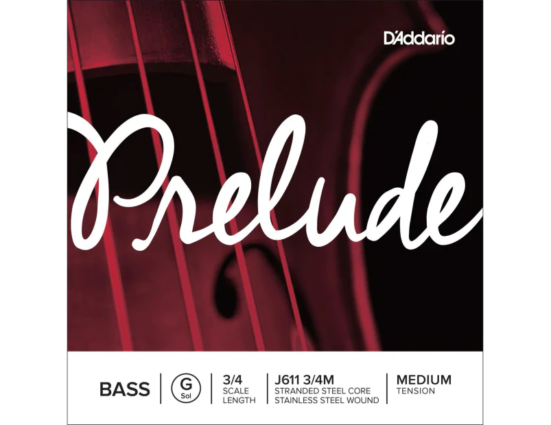 D'Addario Prelude Bass Single G String, 3/4 Scale, Medium Tension