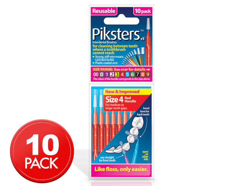 Piksters 10-Pack Interdental Brushes Size 4