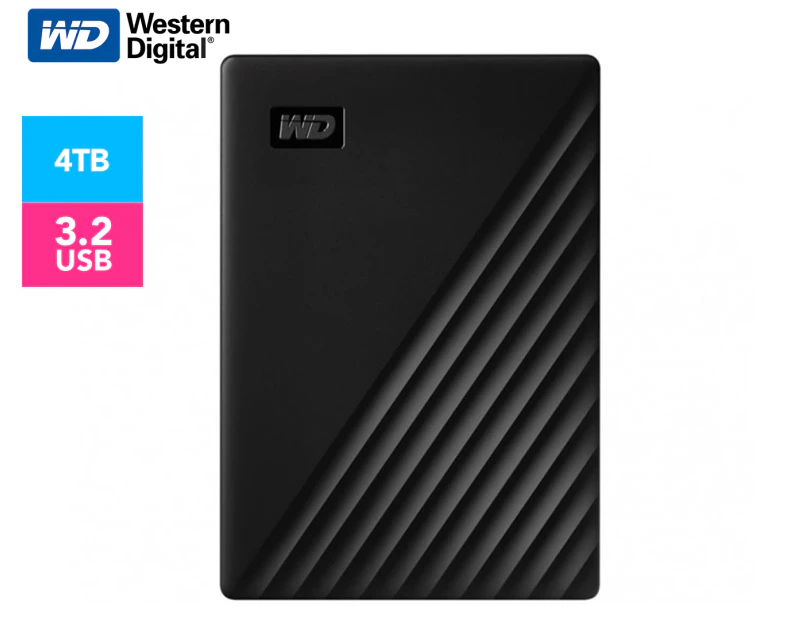 WD My Passport USB 3.2 4TB Portable External Hard Drive - Black