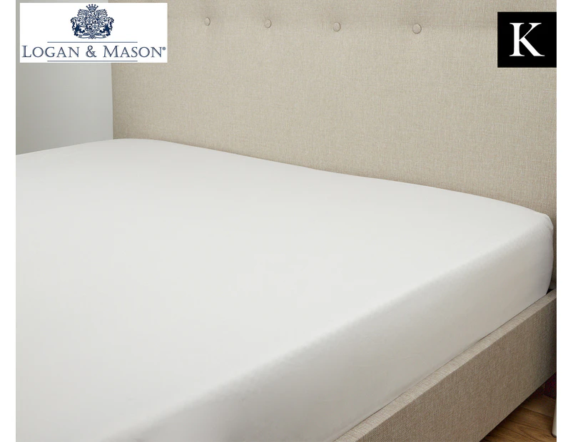 Logan & Mason Platinum 400TC King Bed Mega Fitted Sheet - White