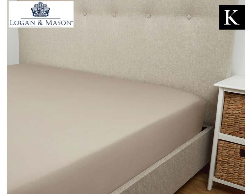 Logan & Mason Platinum 400TC King Bed Fitted Sheet - Linen