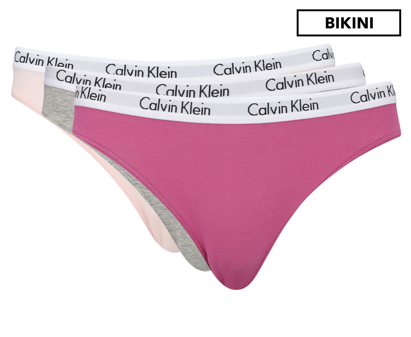 Calvin Klein Womens Bikini Briefs 3 Pack Nymphs Thighgrey Heatherred Violet Nz 7996