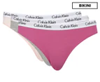 Calvin Klein Women's Bikini Briefs 3-Pack - Nymphs Thigh/Grey Heather/Red Violet