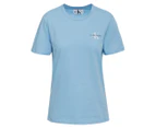 Calvin Klein Jeans Women's Monogram Embroidered Logo Tee / T-Shirt / Tshirt - Alaskan Blue