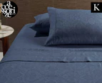 Accessorize Hotel Jacquard Cotton Rich King Bed Sheet Set - Navy