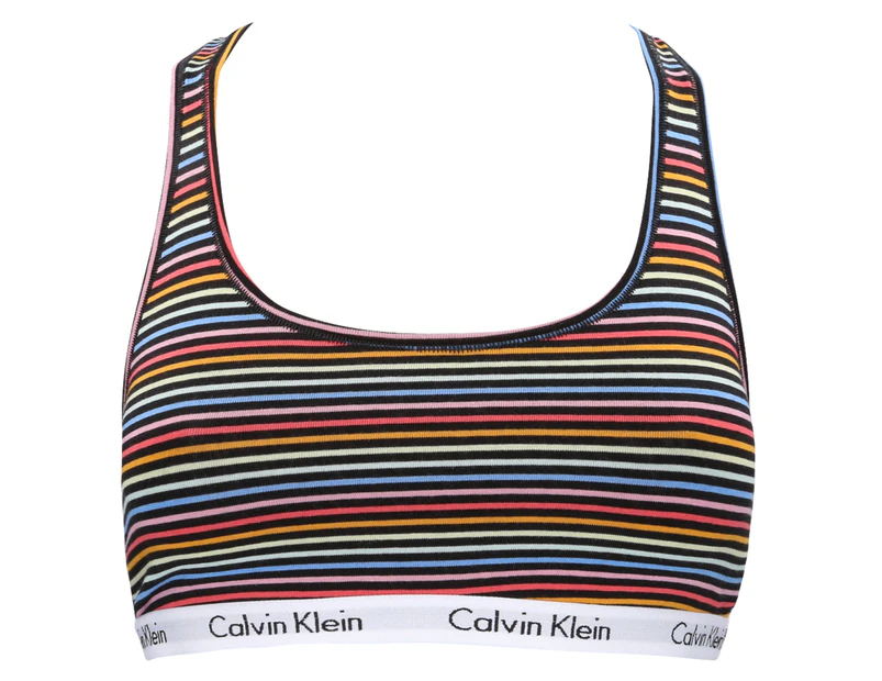 Calvin Klein Women's Unlined Bralette - Prism Stripe/Black/Blue Bay