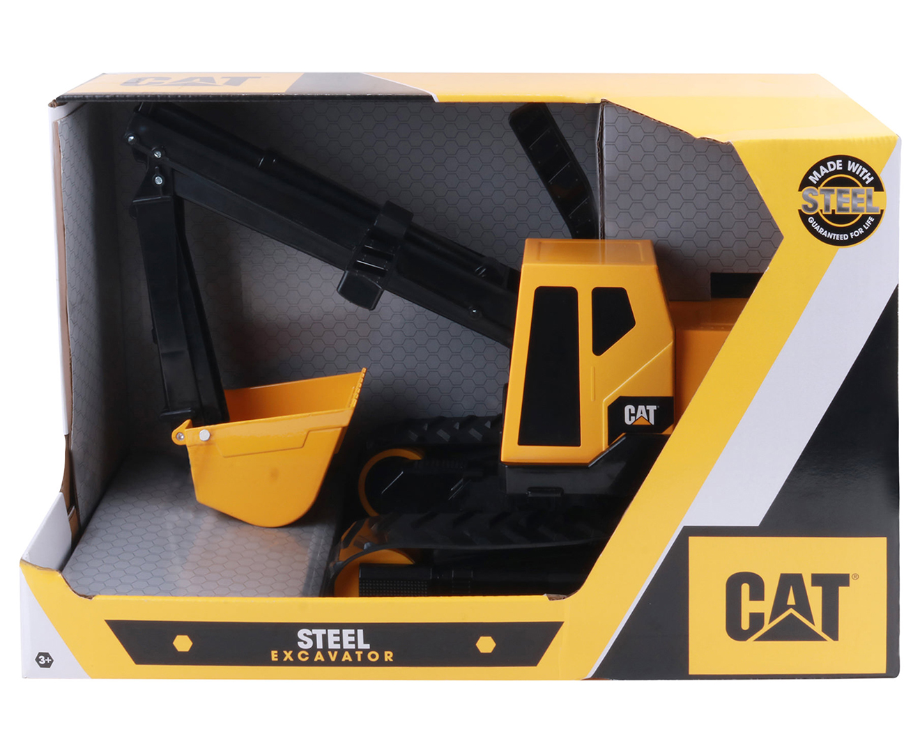 cat steel excavator toy yellow