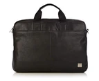 Knomo Durham 15" Laptop Slim Leather Briefcase Black