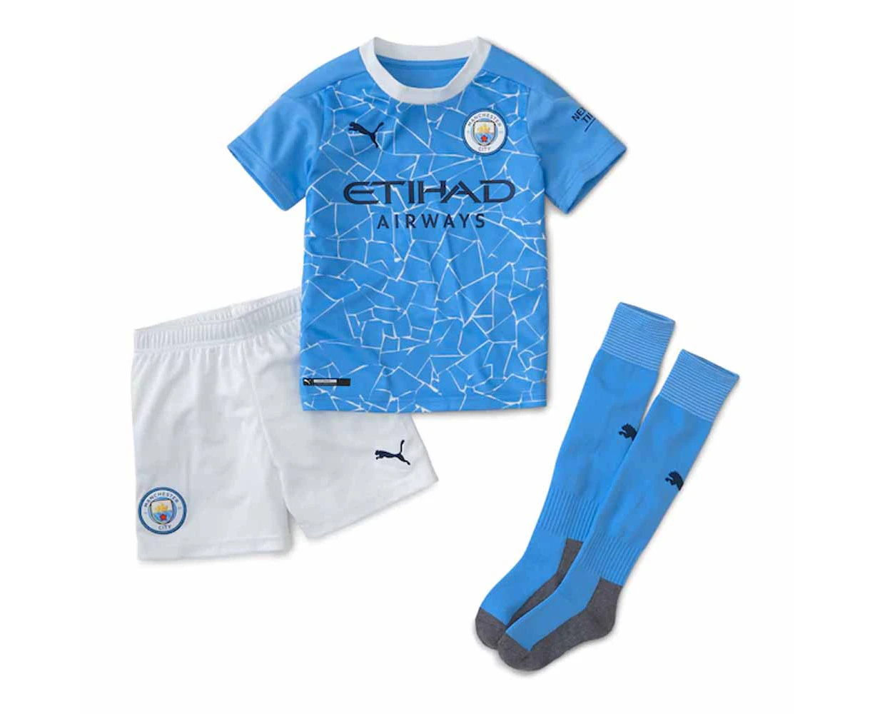 2020-2021 Manchester City Home Little Boys Mini Kit