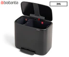Brabantia 11/23L BO Pedal Dual Bucket Rubbish Bin - Matte Black (Recycling w/ Inner Buckets 11L & 23L)