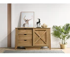 Eliving Mica Wooden Sliding door Sideboard with 3 Drawers