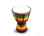 20cm High, Wooden Bongo Drum with Goat Skin with Rusta Flag Painted on Base
