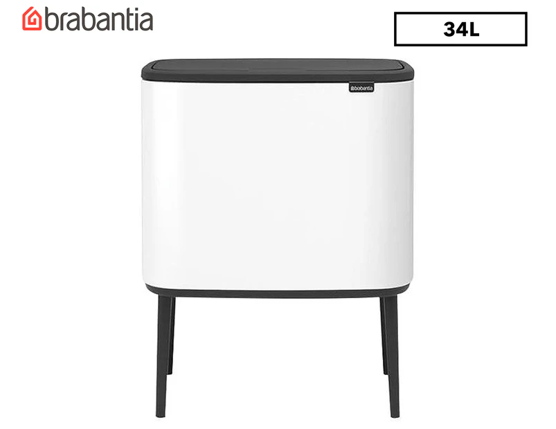 Brabantia 11/23L BO Touch Dual Bin - White (Recycling w/ Inner Buckets 11L & 23L)