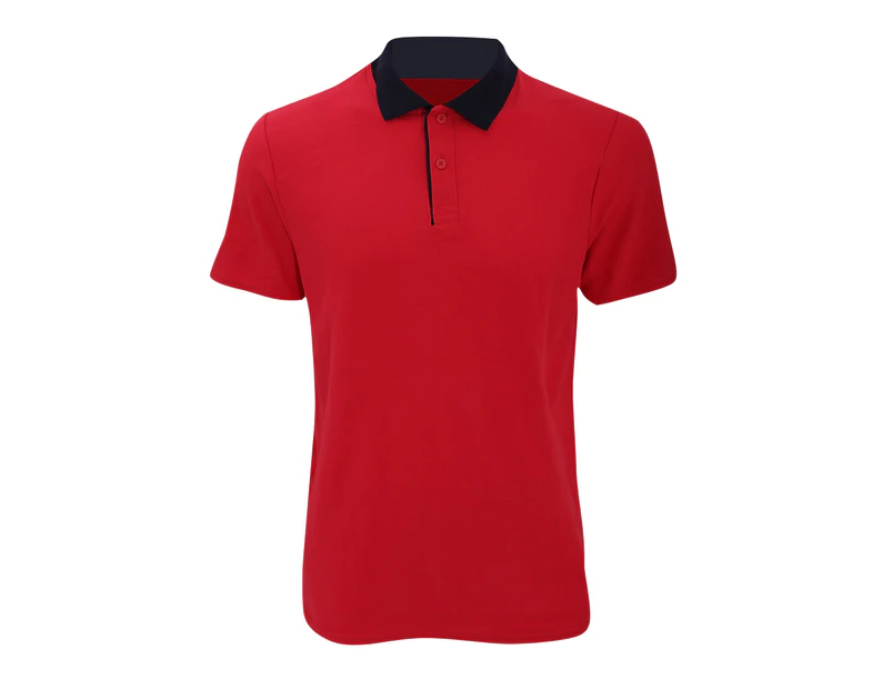 Anvil Mens Fashion Double Pique Plain Polo Shirt (210 GSM) (Red/ Navy) - RW2535