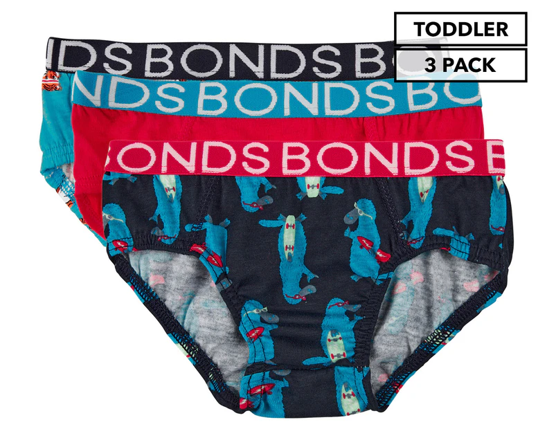 Bonds Toddler Boys' My First Undie Briefs 3-Pack - Tiger Print/Platypus  Print/Red