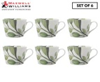 Set of 6 Maxwell & Williams 450mL Winter Bloom Mugs - Olive