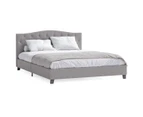 Curved Button Fabric Bed Frame in King, Queen and Double Size (Ash Grey)