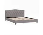 Curved Button Fabric Bed Frame in King, Queen and Double Size (Ash Grey)