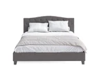 Curved Button Fabric Bed Frame in King, Queen and Double Size (Charcoal Black)