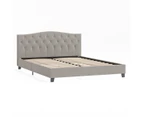 Curved Button Fabric Bed Frame in King, Queen and Double Size (Beige)