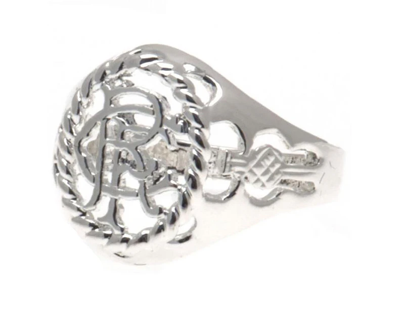 Rangers FC Large Silver Plated Crest Ring (Silver) - TA2056